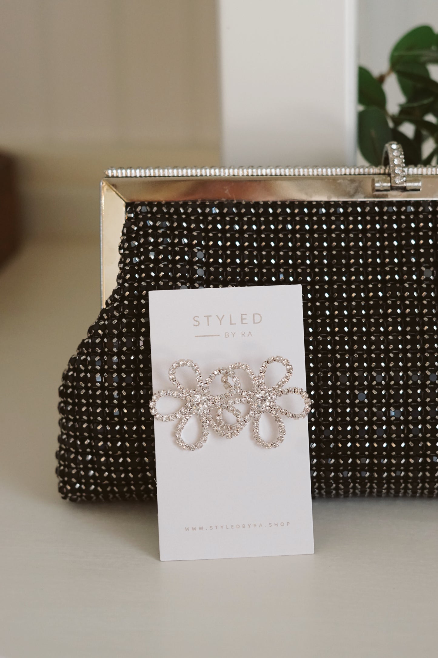 Flower Rhinestone Statement Studs