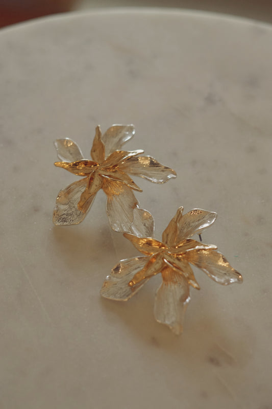Mixed Metal Floral Studs