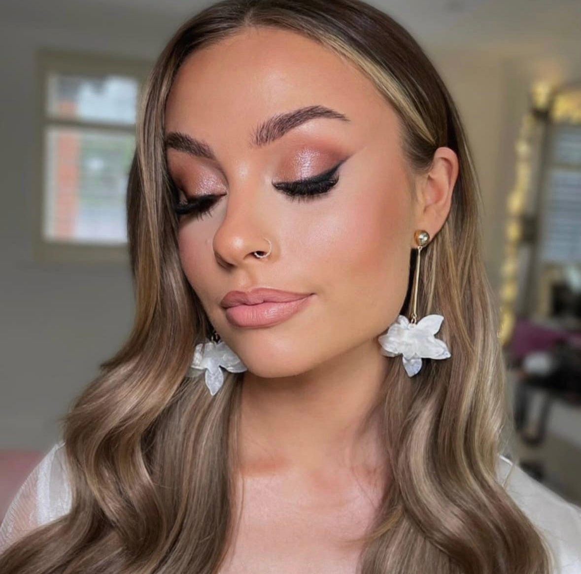 White Floral Drop Earrings