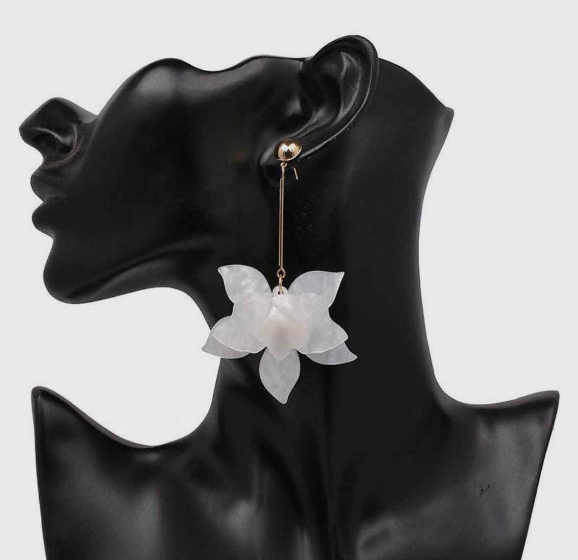 White Floral Drop Earrings