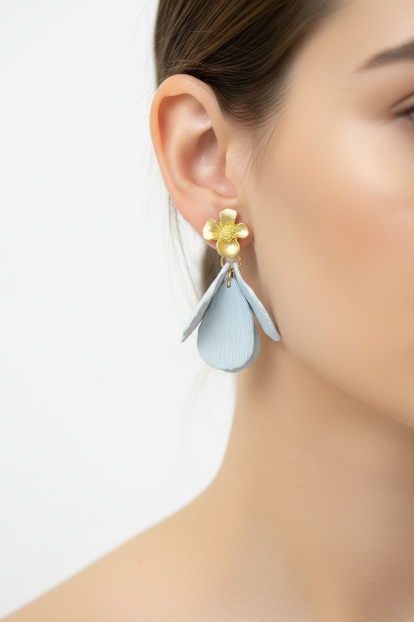 Dusty Blue Petal Earrings