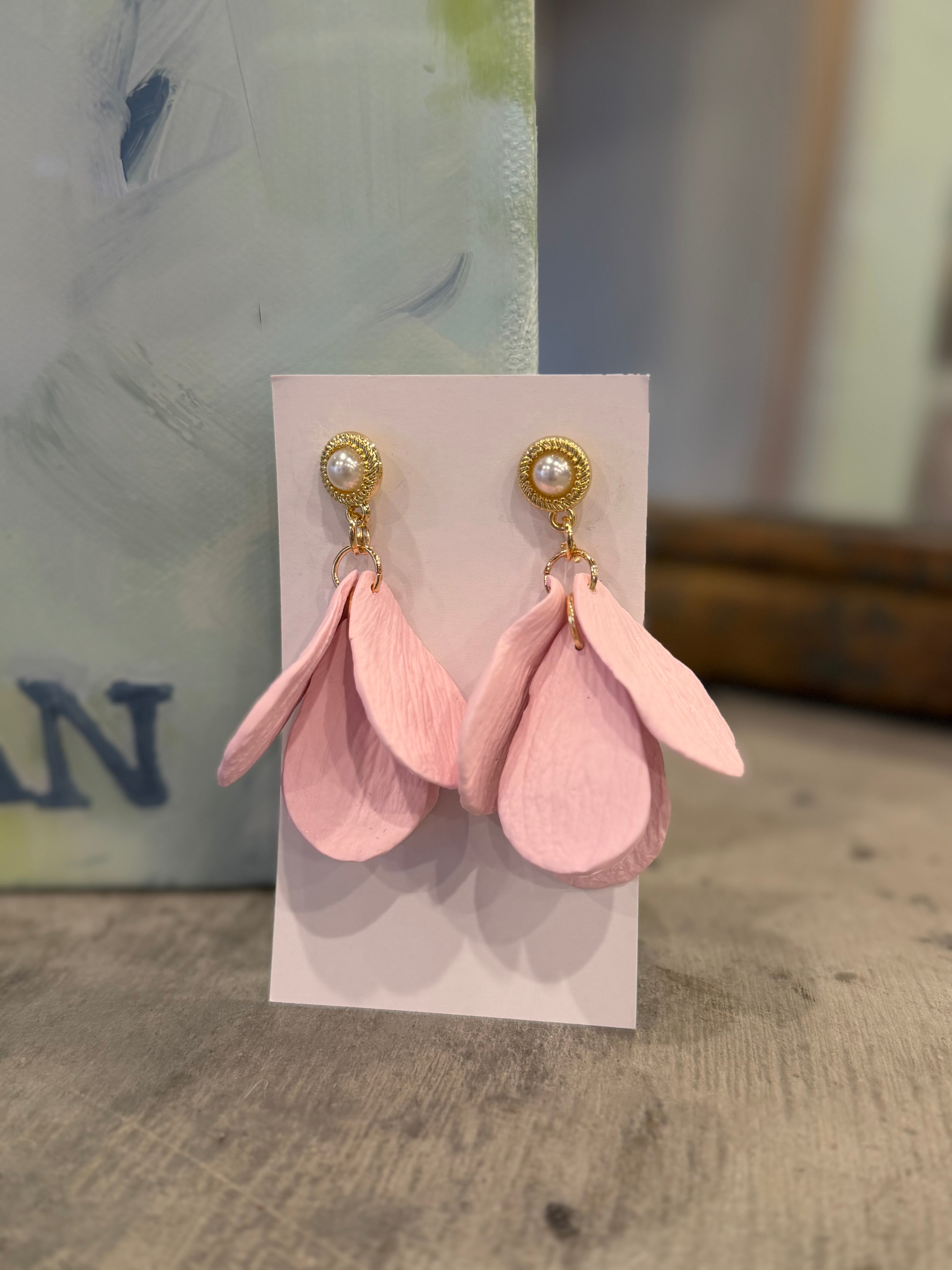Soft Pink Petal Earrings