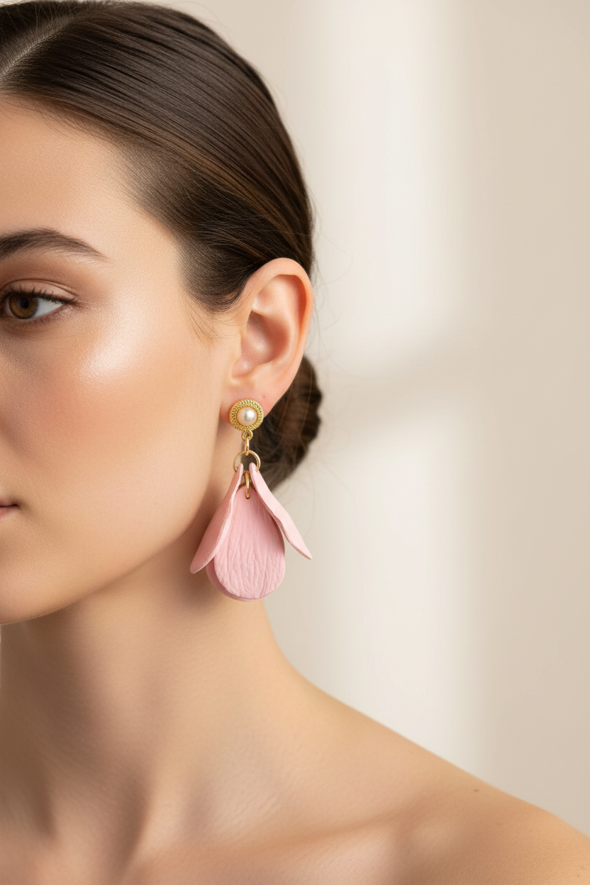 Soft Pink Petal Earrings