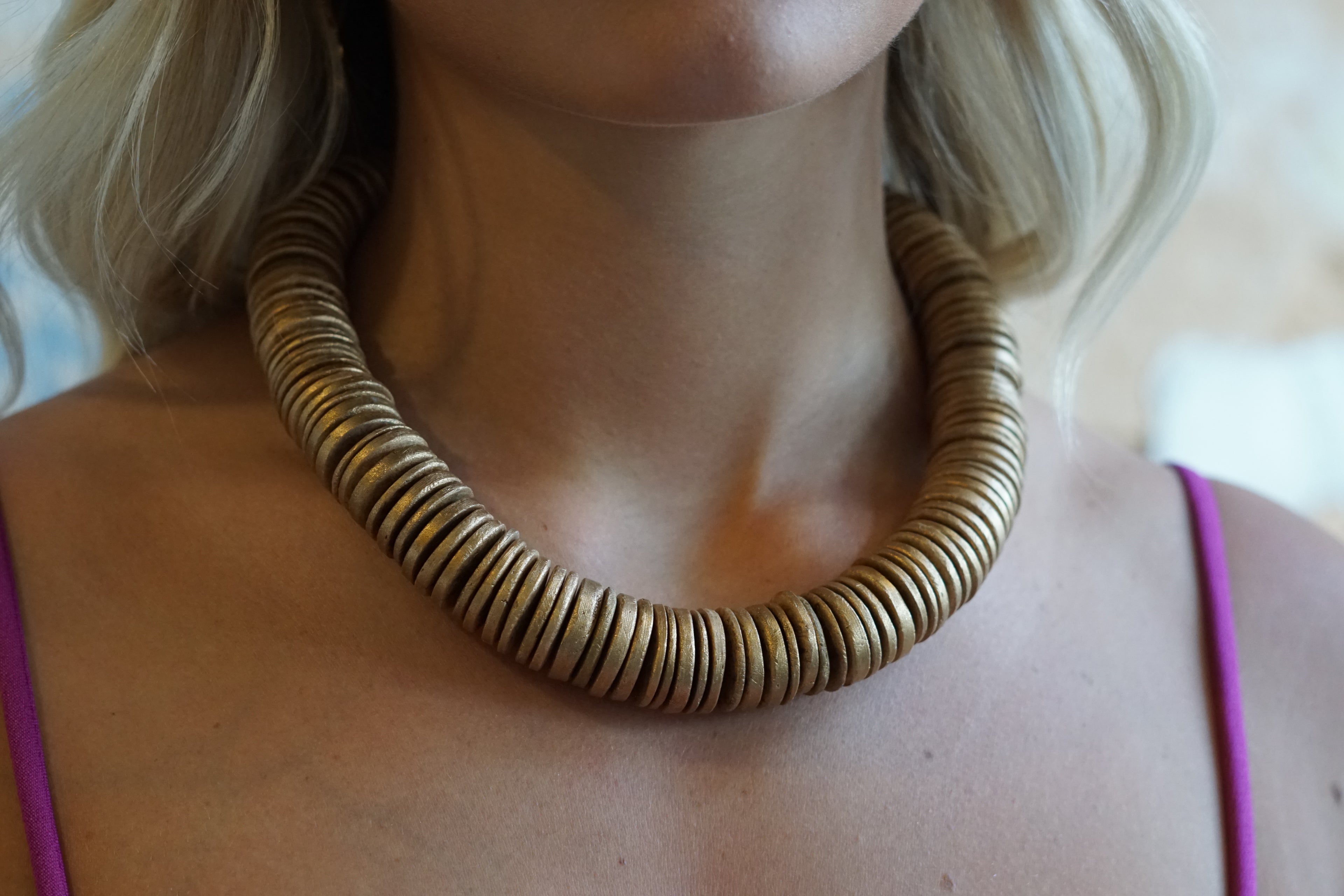 Gold Disk Statement Necklace