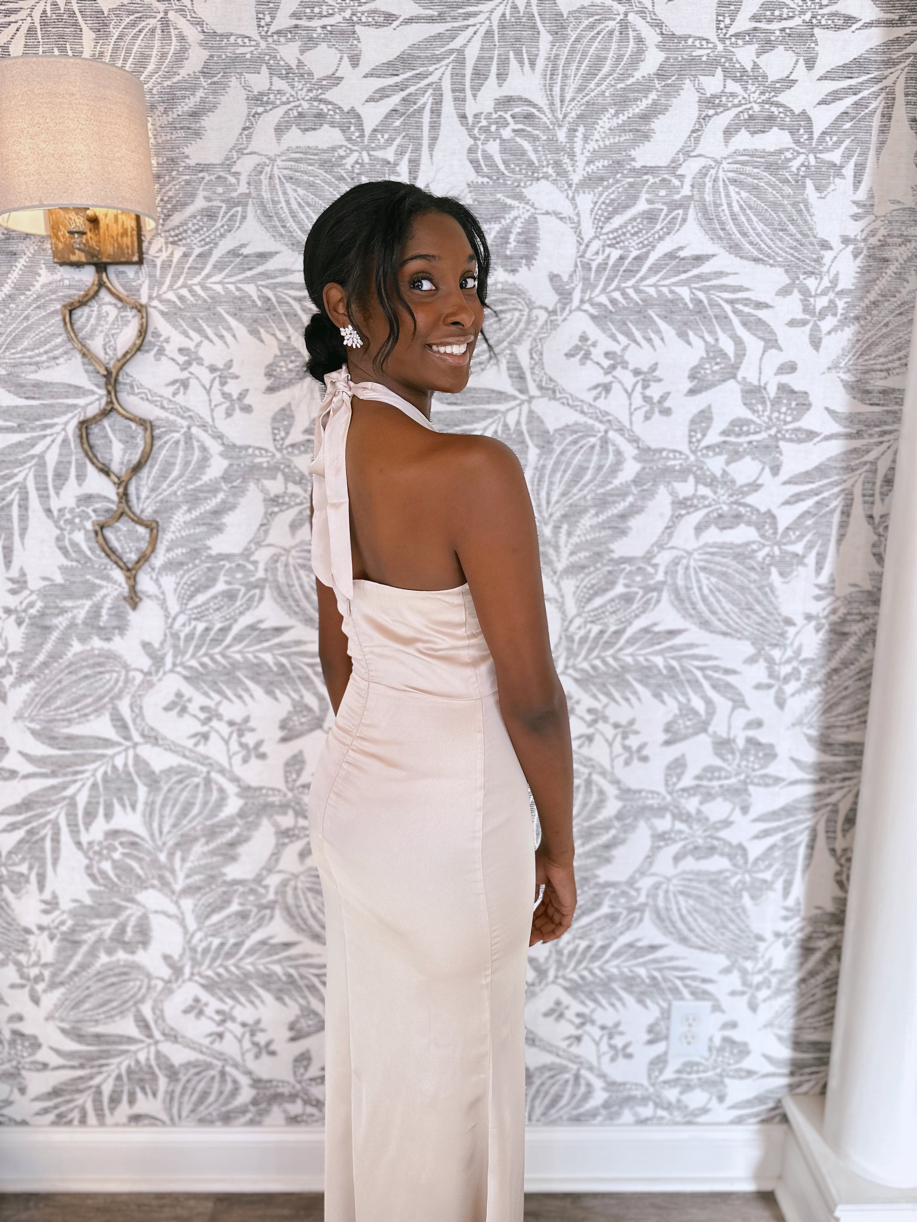 Popping Champagne Floor Length Dress