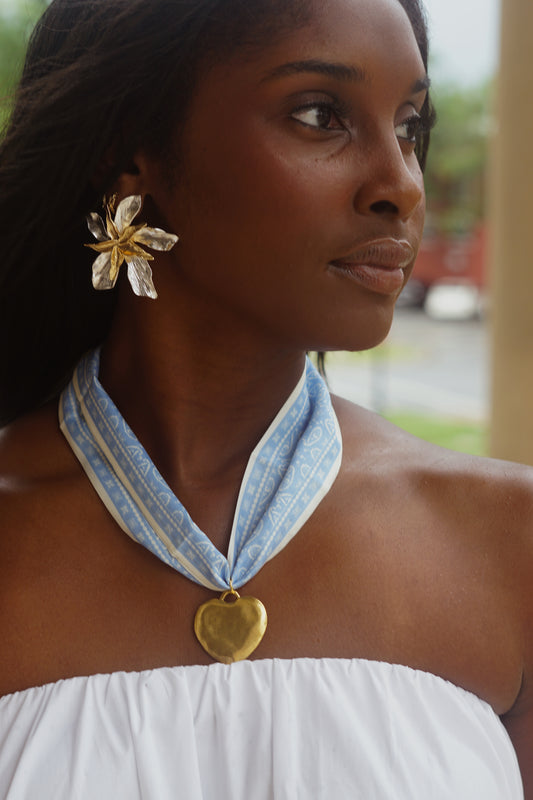 Blue and White Scarf Necklace