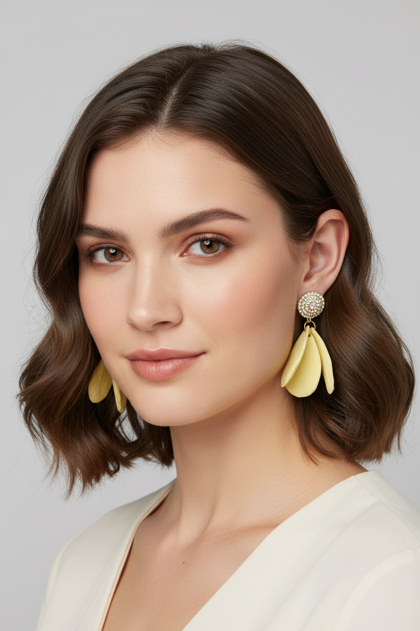 Butter Yellow Petal Statement Earrings