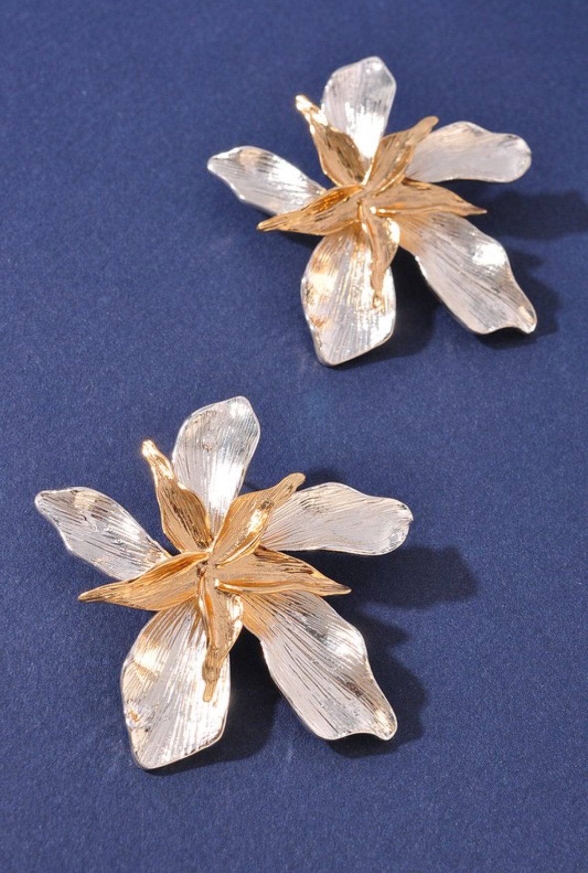 Mixed Metal Floral Studs