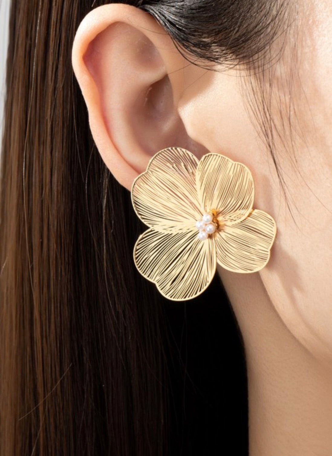 Delicate Brass Floral Studs