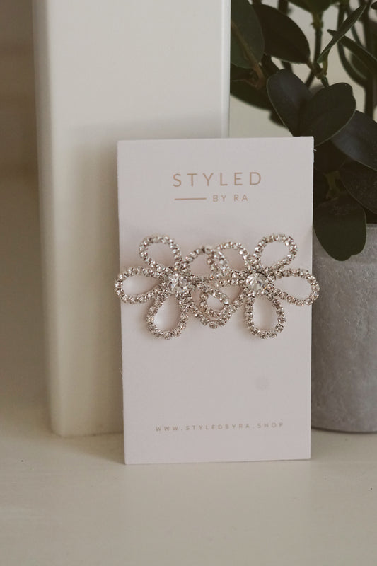 Flower Rhinestone Statement Studs